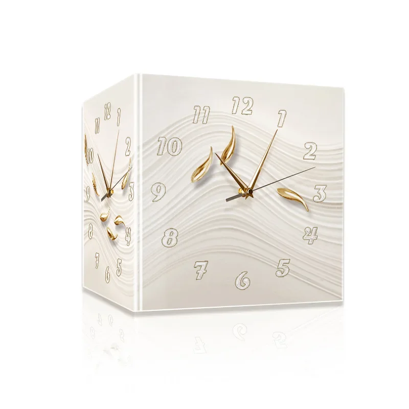 Living room creative corner clock wall lamp, nine fish map corner clock light painting