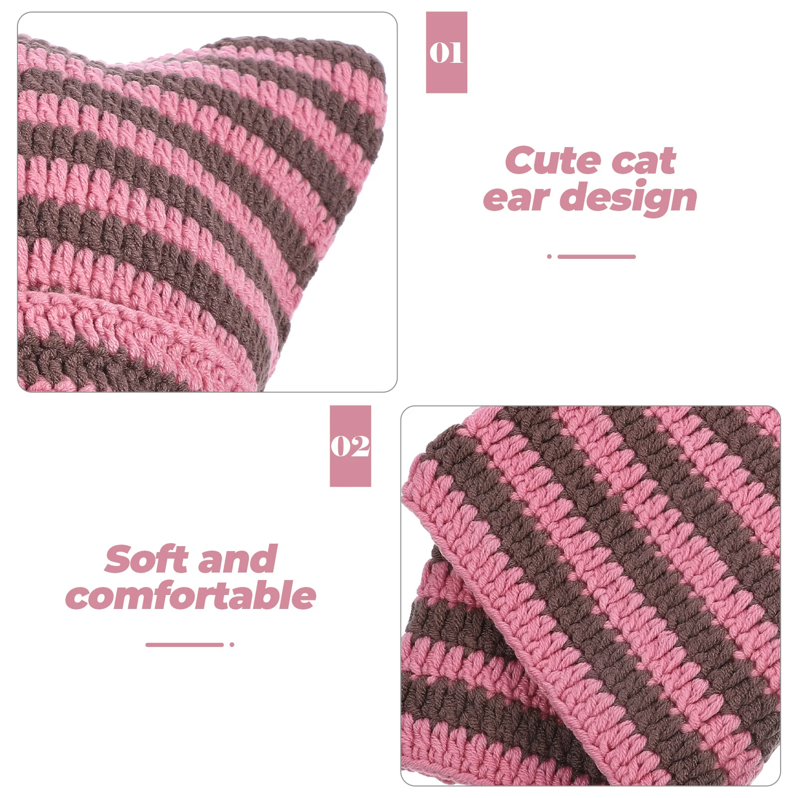 

Cute Cat Knit Hat Winter Beanie Cap Stylish Solid Colored Twisted Design Soft Comfortable Warm Unisex Knitted Hat Women Men