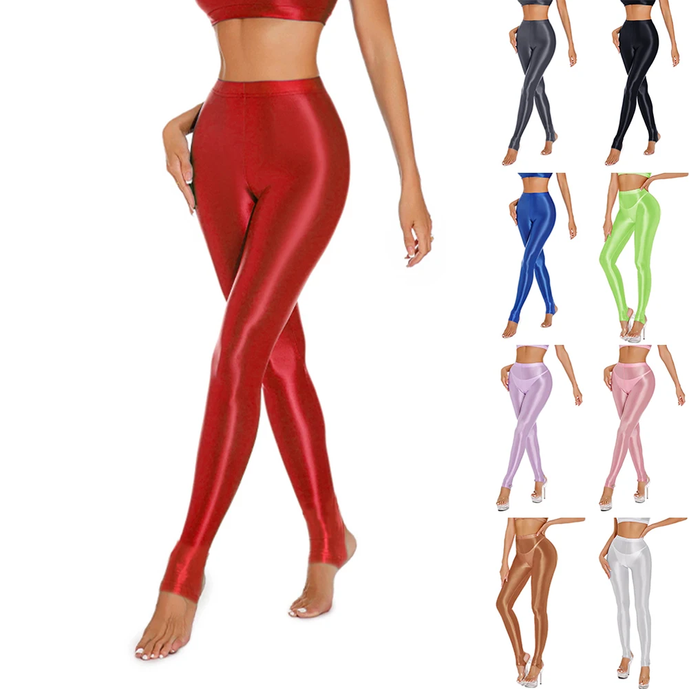 Women\'s Dance Yoga Training Pants  High Waist Skinny Leggings with Oil Glossy Finish  Options in Various Colors