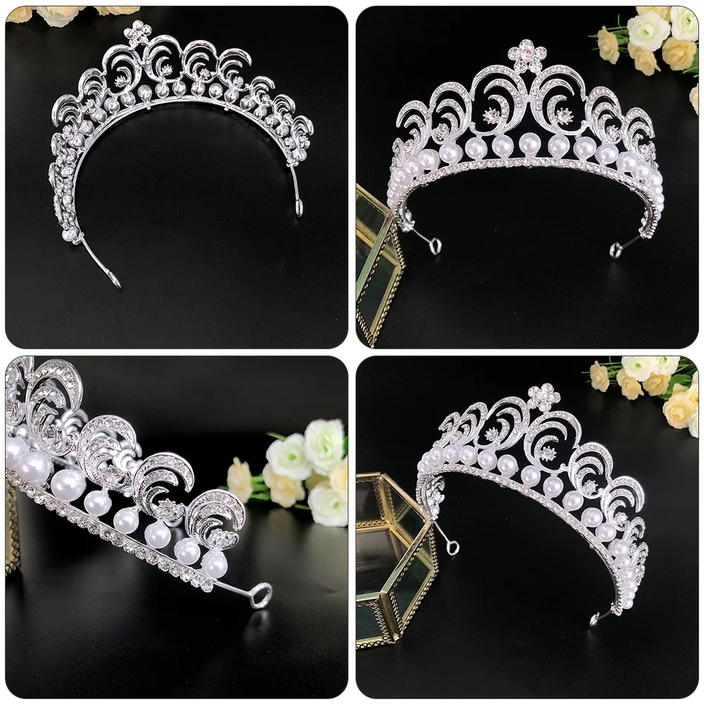 

Pearl Rhinestone Bridal Crown Elegant Headdress for Wedding Party Baroque Accessory Hair Skin Friendly Unique Design
