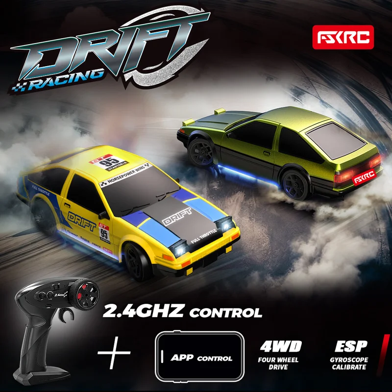 

1/43 HB-RP43 RC Drift Car with DIY White Body Shell & Extra Tires 2.4G 4WD ESP Gyro Stabilization Full Proportional Control Car