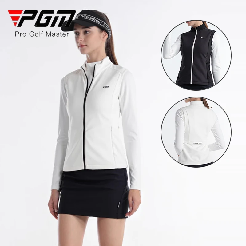 

PGM Ladies Windproof Slim Golf Vest Women Keep Warm Sleeveless Coats Ladies Stand Collar Full Zipper Golf Jacketas Sport Coats