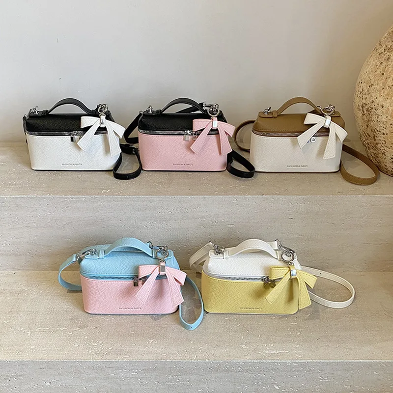 

2025 Trendy Grained Leather Lunchbox Bag - Chic Crossbody & Shoulder Purse for Women