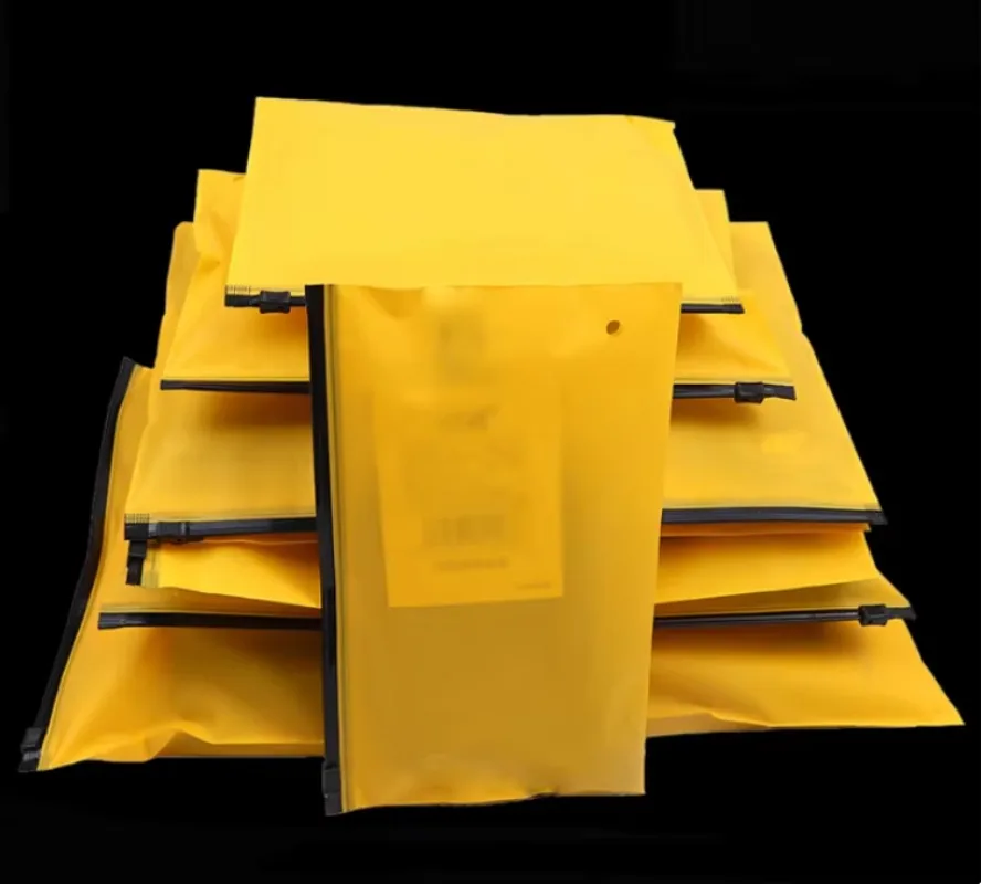 

50PCS Eco-friendly Frosted Yellow EVA Zipper Packaging Bag DIY Bra Underwear Home Office Supplies Clothing Wedding Gifts Pouches