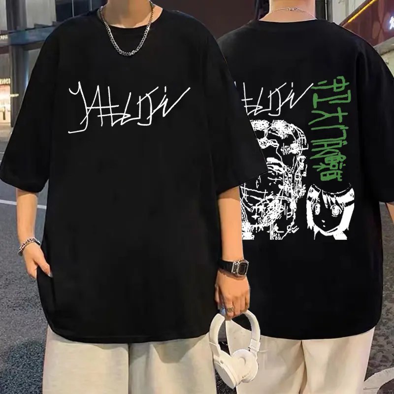 

Футболка Yabujin с двусторонним принтом, летняя мужская модная футболка, мужские футболки в стиле хип-хоп, унисекс, 100% хлопок, футболка с коротким рукавом