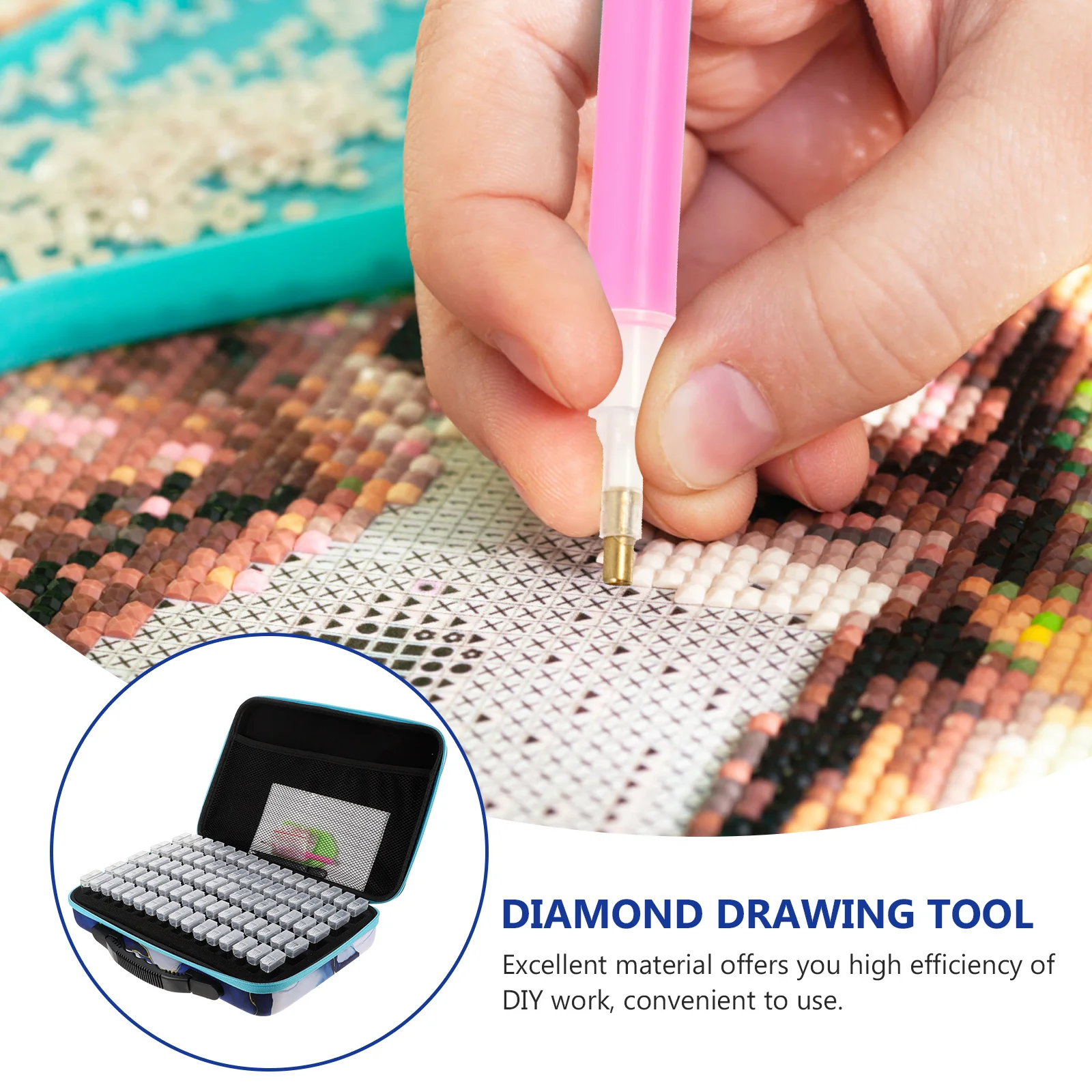 

1 set Portable Storage Box Compact Diy Rhinestone Holder For Diamond Dotting Beads Container Craft Supply Organizer