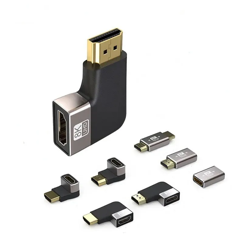 HDMI-Compatible Adapter 90 180 Degree Right Angle Male to Female Converter 8K HD Connector Mini / Micro HDMI 2.1 Extender