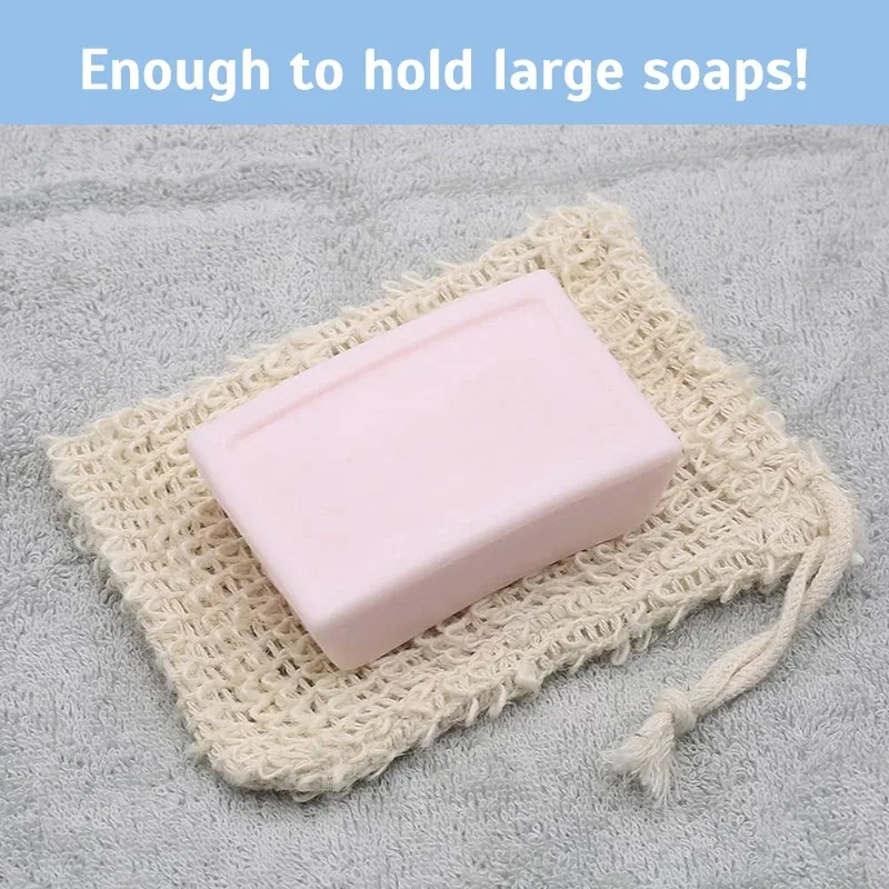 5Pcs Sisal Soap Saver Bag Exfoliating Mesh Pouch Eco Friendly Natural Zero Waste Foaming And Scrubbing Sisal Bag For Bathroom