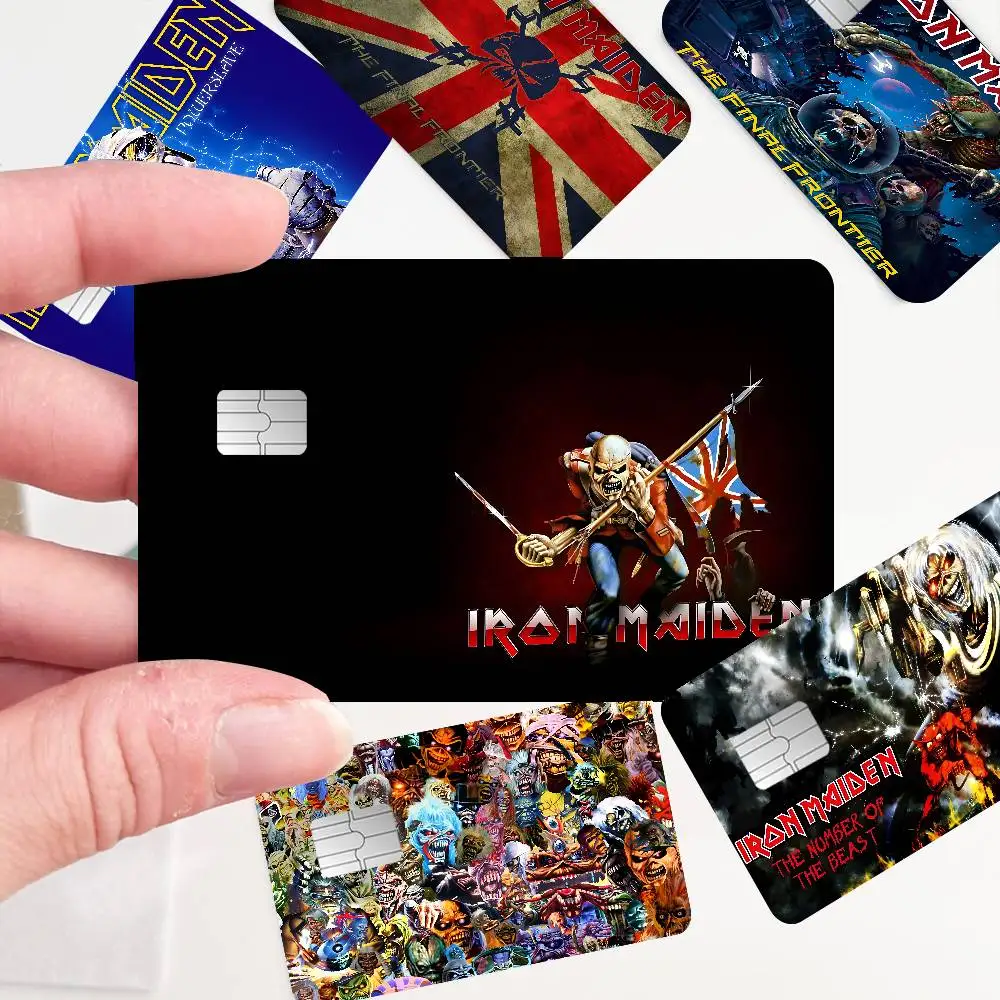I-iron-maidens metal anmie adesivo filme capa de pele para cartão de crédito débito cartão bancário frontal