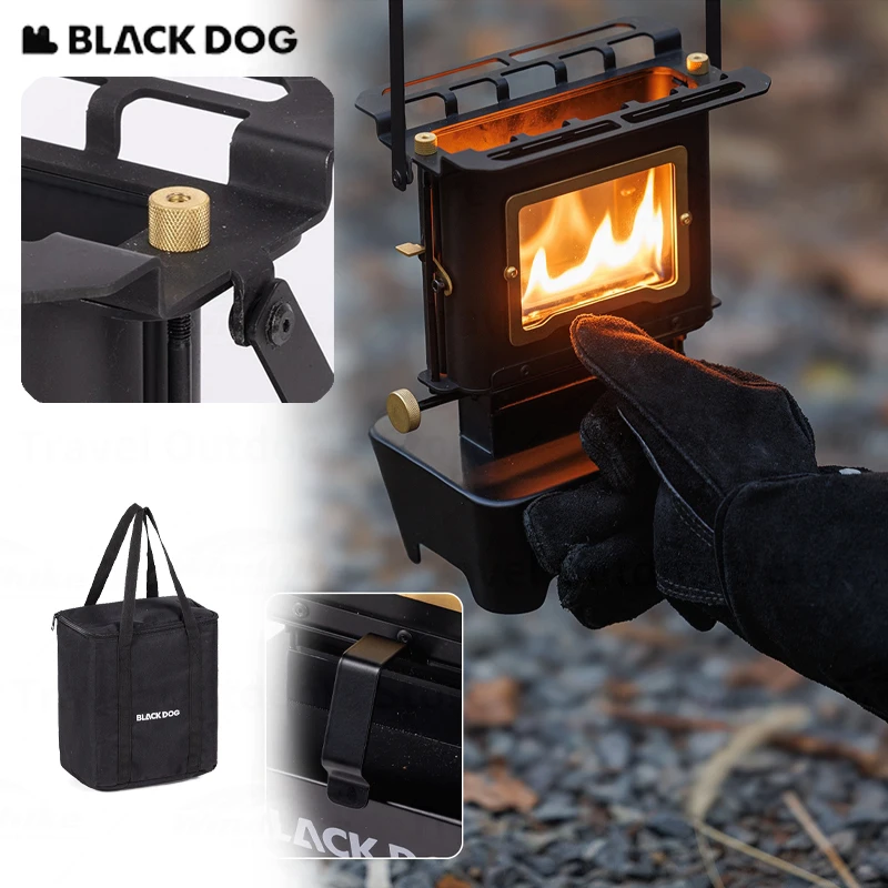 BLACKDOG Stainless Steel Lantern Stove Tempered Glass Window Lantern Portable Camping Stove Outdoor Travel Retro Fire View Stove