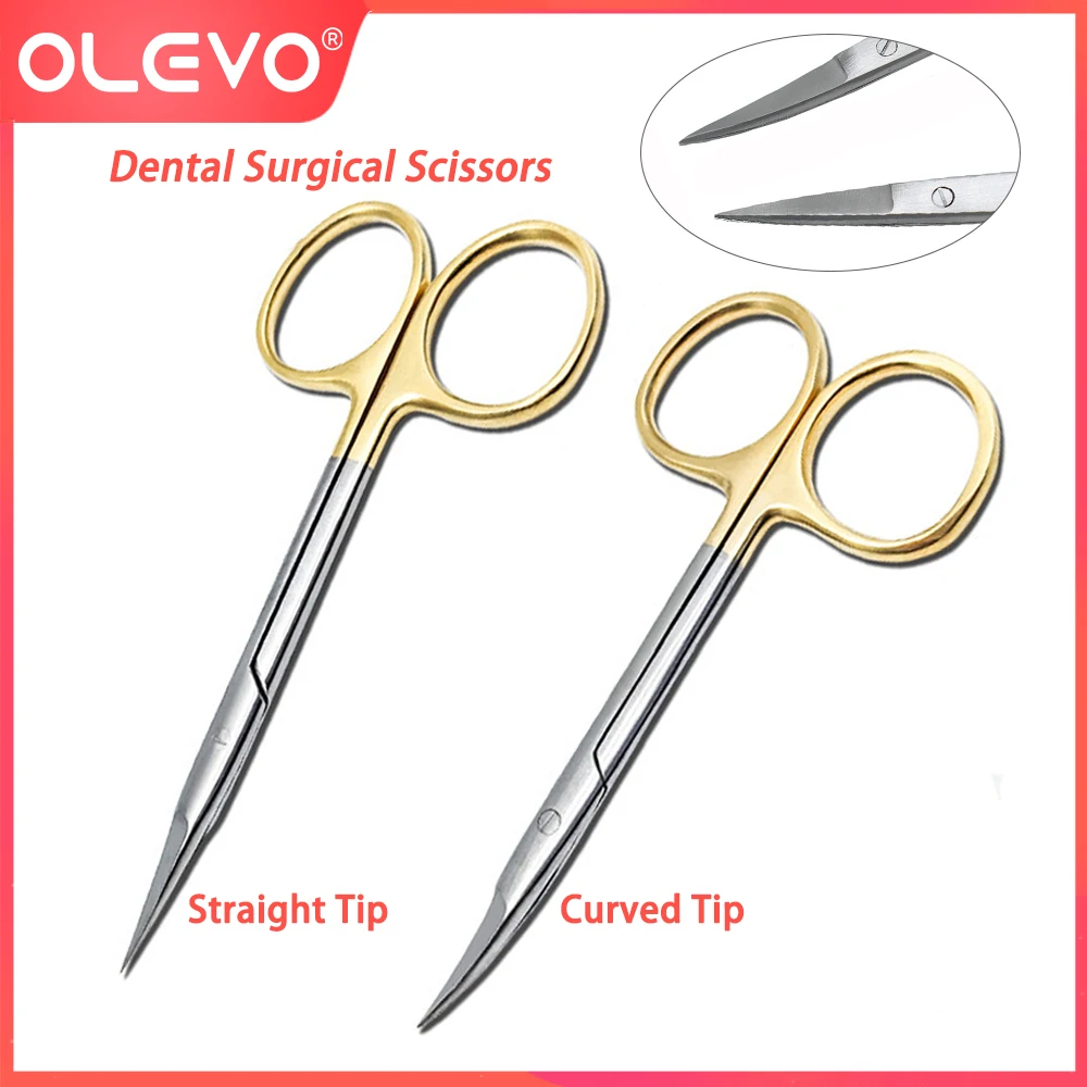 

OLEVO 1 Pc Dental Surgical Scissors Stainless Steel Straight Curved Tip Hemostatic Forceps Medical Dentistry Instruments Tools