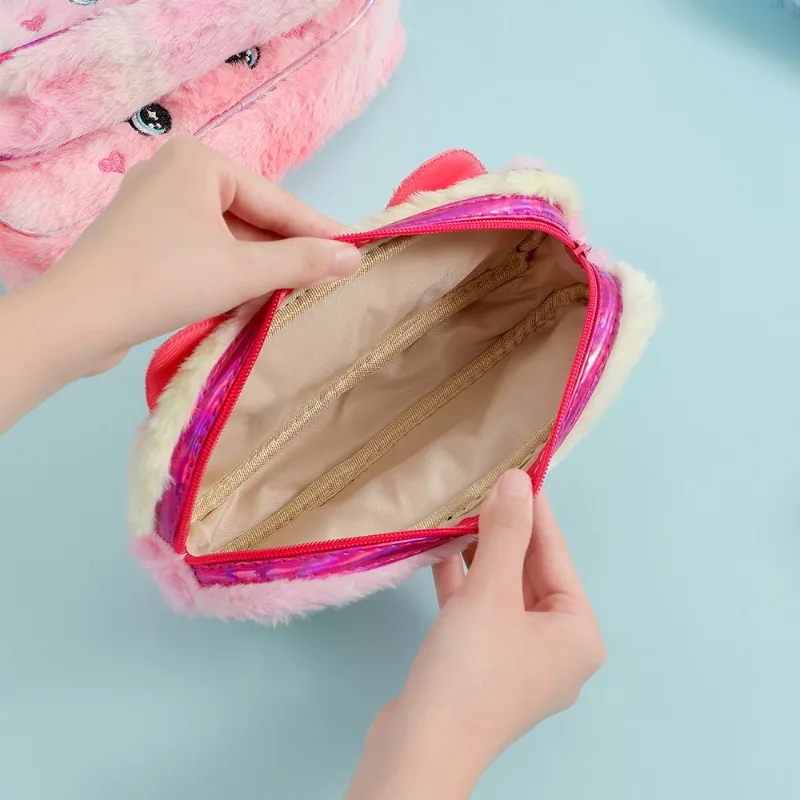 Пенал с единорогом для детей, милая плюшевая сумка для хранения канцелярских принадлежностей, большая вместительная сумка с героями мультфильмов, портативный органайзер для школьных принадлежностей