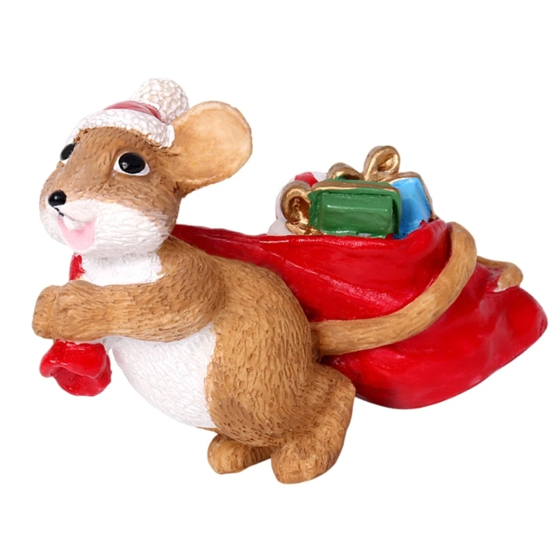 Meticulously Mouse Christmas Resin Mouse Sculpture Perfect for Kids and Animal Lover Table top Holiday Display Dropship