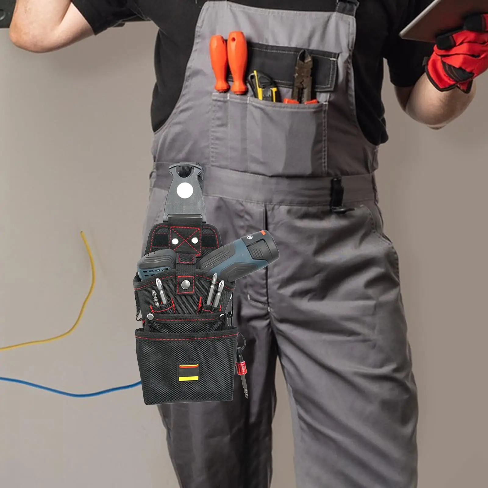 

Belt Tool Pouch Magnetic Utility Work Organizer Bag Heavy-Duty Electric Drill Holder Screw Pouch Anti-Scratch Electrician