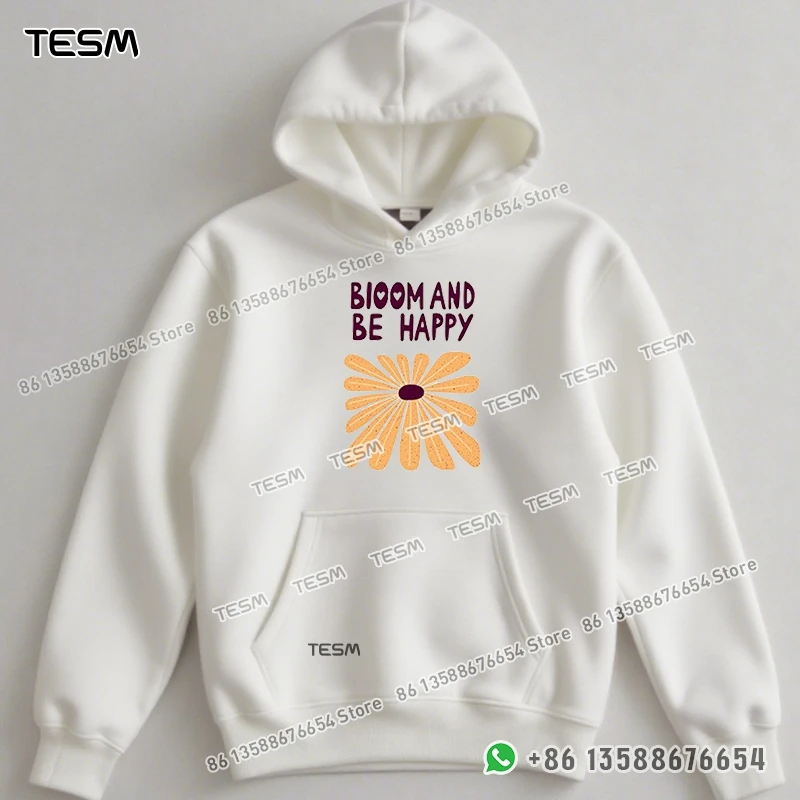 TESM الرجال النساء هوديي زهرة النص طباعة العصرية البلوز الوالدين والطفل سترة رياضية علوية حزب البلوز طويلة الأكمام
