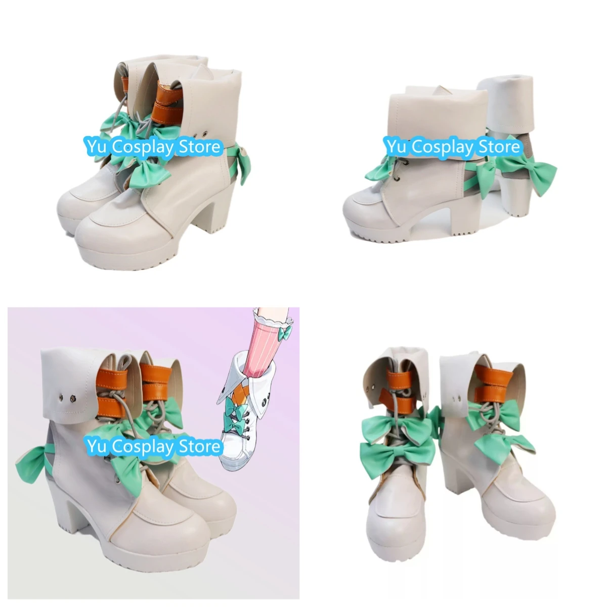 

Zenless Zone Zero Ellen Joe Role Playing Shoes Custom Boots Halloween Christmas Party White High Heels