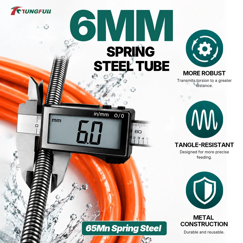 TUNGFULL High Efficiency Flexible Pipe Cleaning Tool Set with Complete Attachments Drain Unclogger for Multi-Scenario Drainage U - view 4