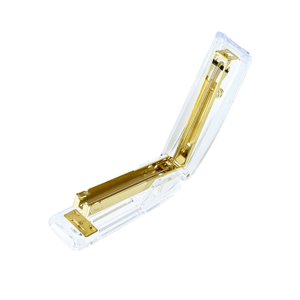 Desktop Stapler Stationery Accessories Gift Transparent Acrylic Standard Stapler Stapler For Home School Office Stapler Gold