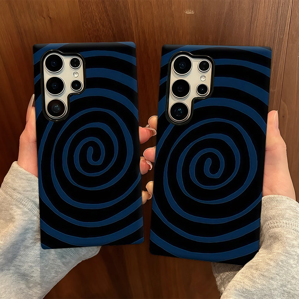 Blue Spiral Black Comes Lens Film Case For Samsung Galaxy S26 S25 FE S24 S23 S22 S21 S20 Ultra Plus S20 FE PC Cover