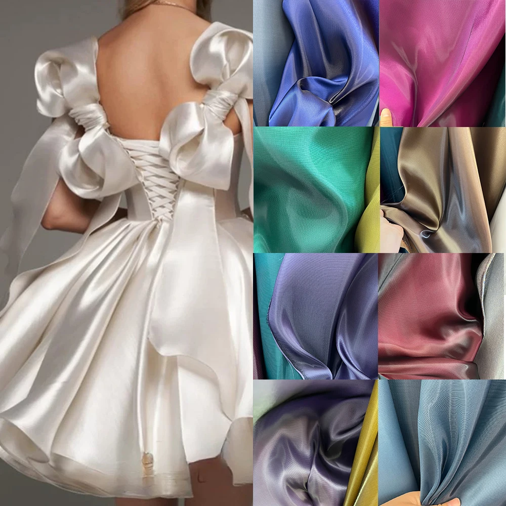 

Glossy Reflective TR Fabric Solid Color Crystal Satin Sewing Premium Wedding Ball Evening Dress DIY Bow Headwear Fabric