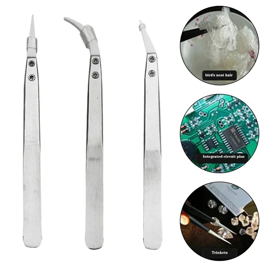 Ceramic Tweezers Stainless Steel Ceramic Precision Tweezers with Replaceable Tips for Improved Versatility and Performance