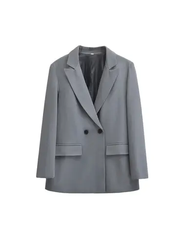 Imagen 2 del producto Abrigo Blazer de oficina con doble botonadura para mujer, manga larga, bolsillos con solapa, ropa de abrigo femenina, Tops elegantes, moda