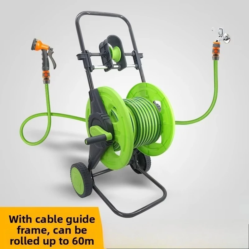 Hand Push Hose Cart, Mobile Pipe Winder Storage Tool for Garden Irrigation, Lawn Watering & Vehicle Washing