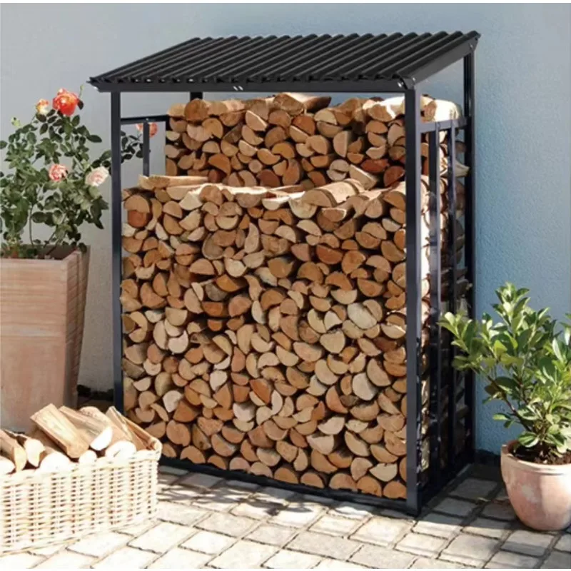Hot Sale New Style Best Quality Heavy Duty Log Holder Outdoor Firewood Rack with Cover Customizable Color & Size