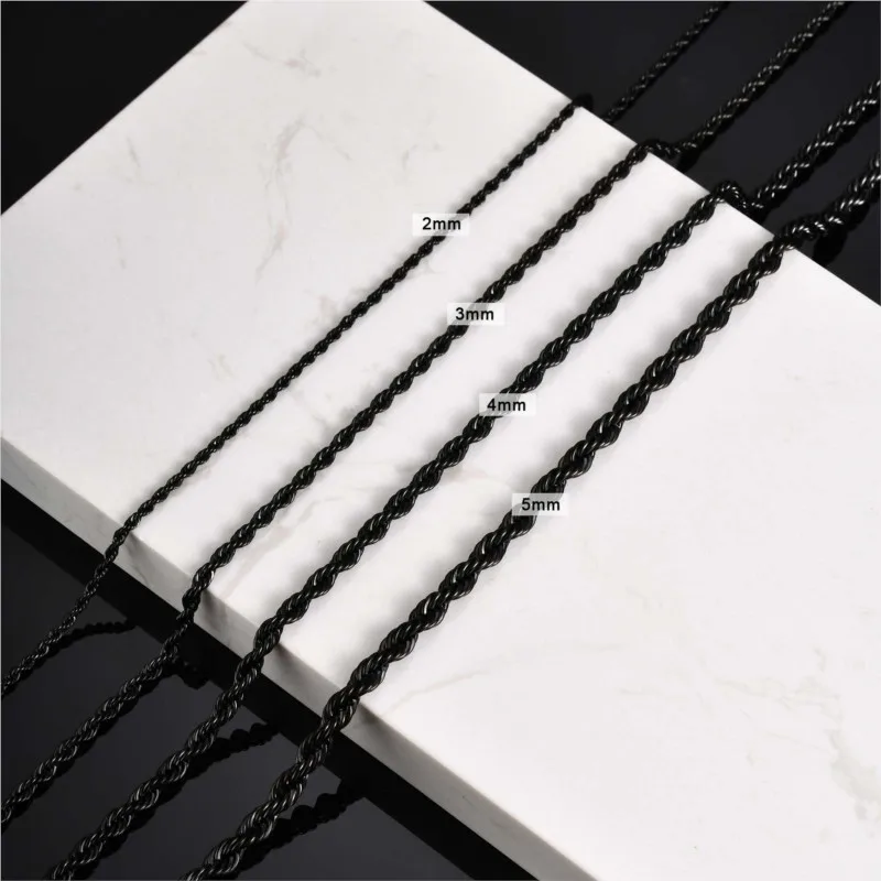 Vnox 2/3/4/5mm Stainless Steel Twists Chain Necklace For Men Women Versatile Layered Trendy Chains Casual Wear