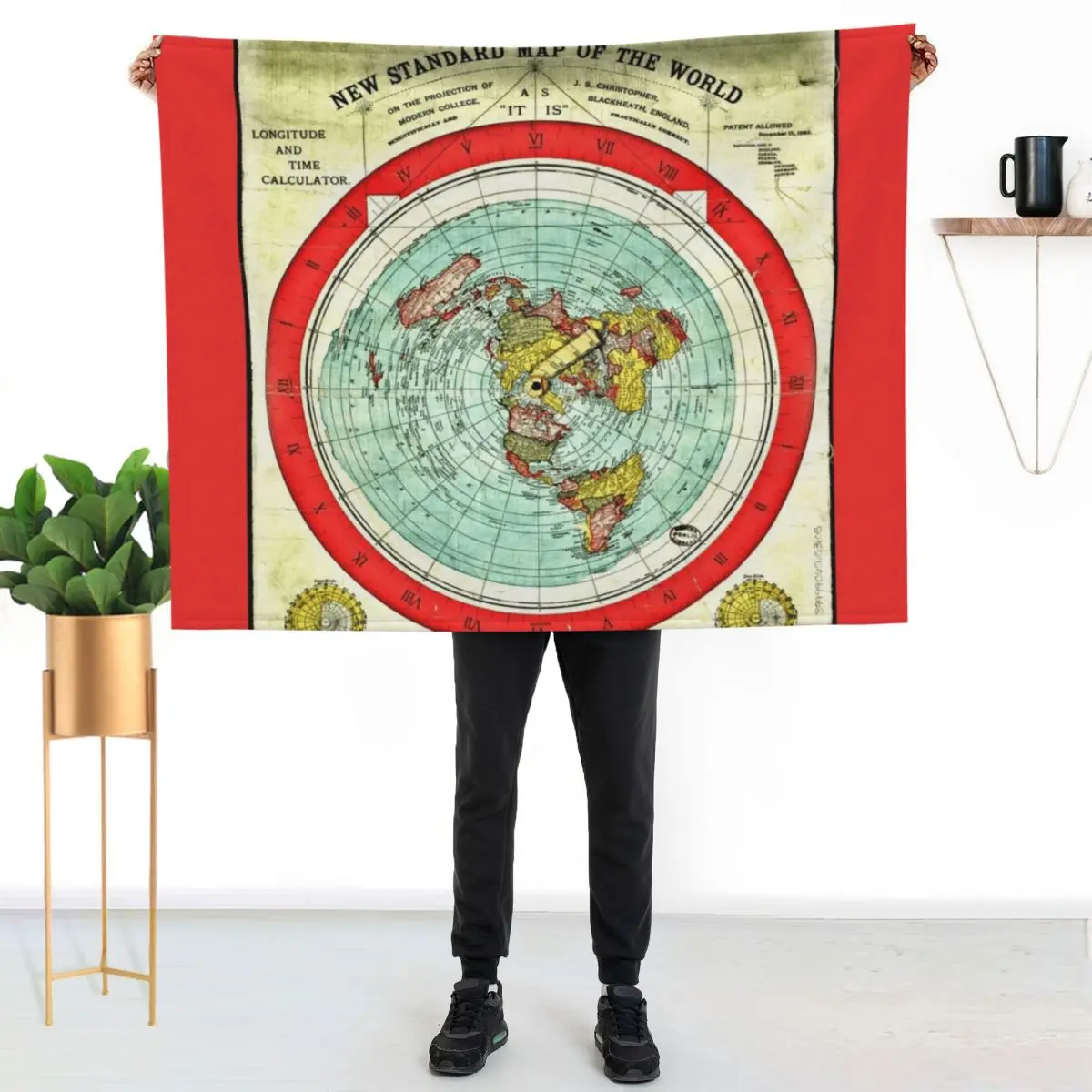 

Gleason 1892 Flat Earth Map | Research Flat Earth Throw Blanket Color Fast Cozy Throw Blanket