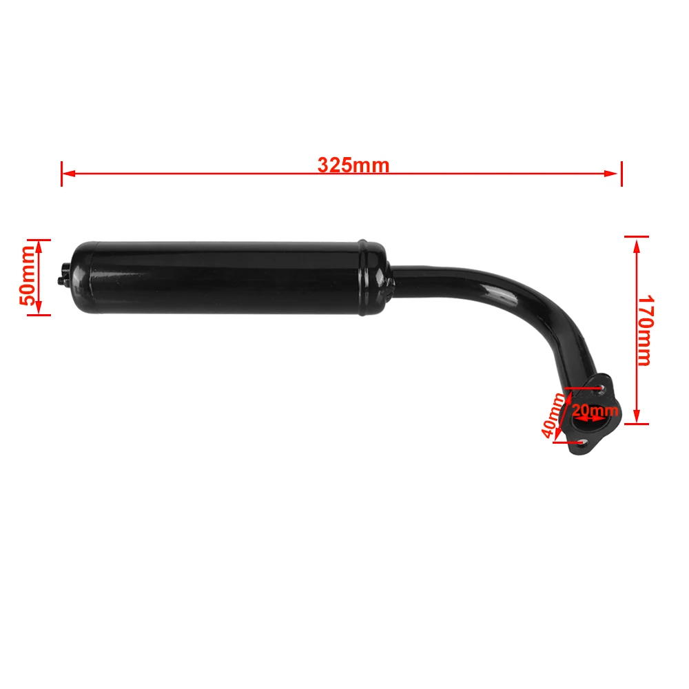 For 49cc 50cc 60cc 80cc 100cc 2-Stroke Engine Motorized Bicycle Bike Silencer Exhaust Pipe Black/Silver