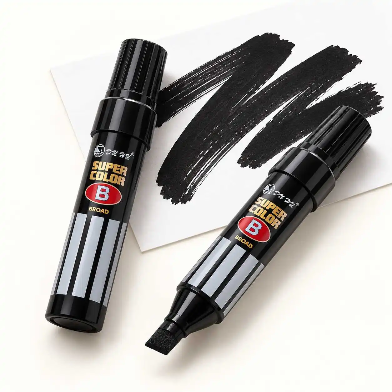 2pcs Black Jumbo Chisel Tip Permanent Markers for Broad Marks and Labels