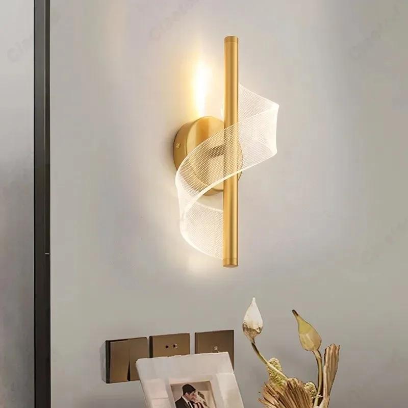 LED Rechargeable Magnetic Wiring Free Wall Lamp I-Shaped Black Gold Acrylic Wall Sconce for Bedroom Living Room Hallway Study
