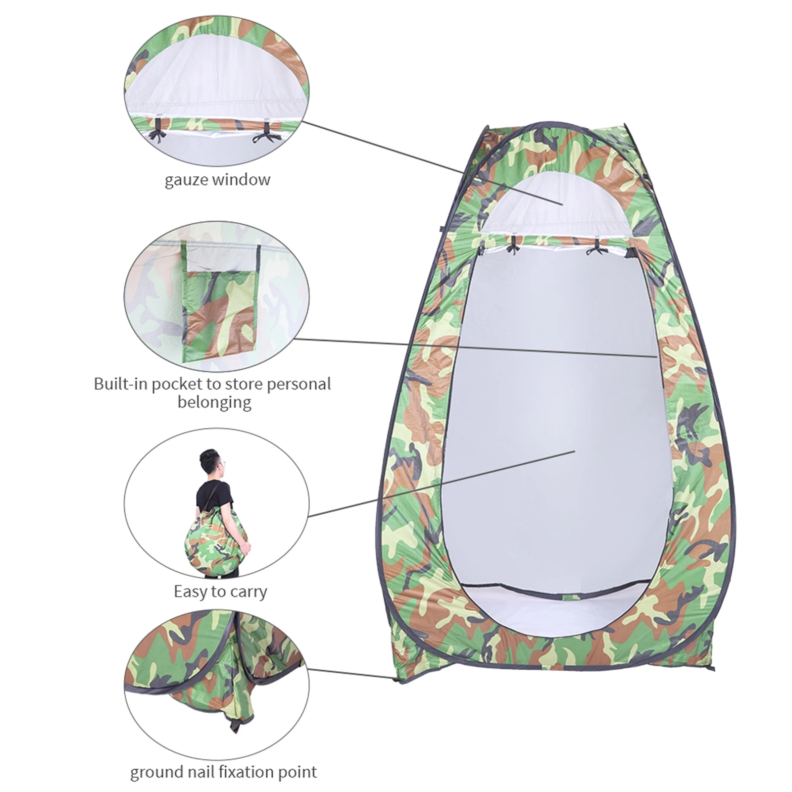 Camouflage outdoor bathing and dressing tent household shower mobile toilet tent no need to set up camping toilet tent