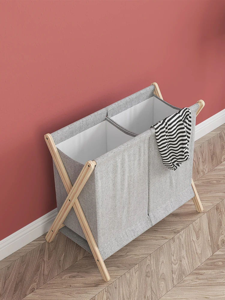 

Solid Wood Nordic Folding Dirty Clothes Storage Basket Dirty Clothes Basket Ins Wind Laundry Basket Light Luxury Household