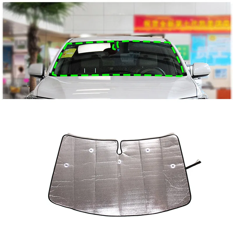 For Toyota Highlander 2009-14 Aluminum Foil Silver Car Front Glass Anti-ultraviolet Sunscreen Sunshade Car Interior Accessories