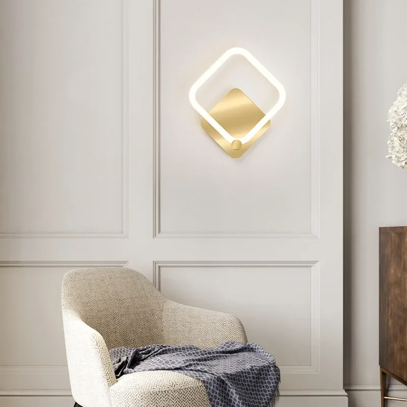 Modern Nordic LED โคมไฟติดผนังห้องนอนข้างเตียง Wall Sconce ห้องนั่งเล่นโซฟาทีวีโรงแรมข้างเตียงตารางภายในบ้านแหวนโคมไฟ