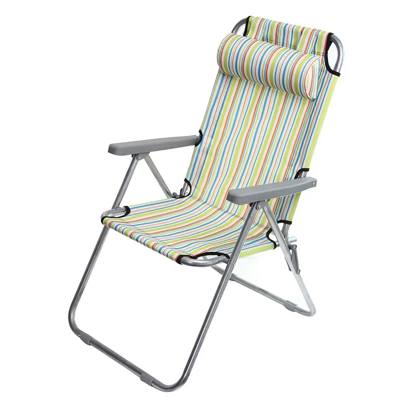 Chair Oxford cloth steel pipe folding outdoor beach portable armrest household single backrest