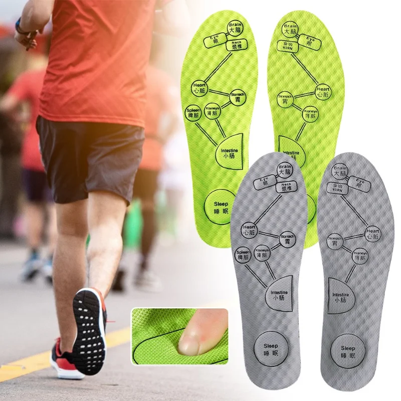 2Pairs Foot Acupressure Insole Men Women Soft Breathable Sports Cushion Inserts Sweat-absorbing Deodorant Insole Shoe Pads