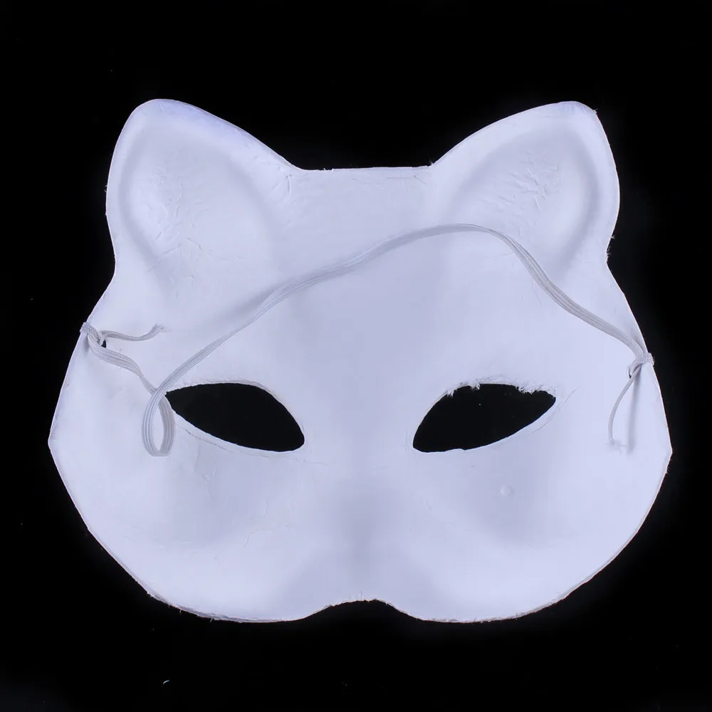 2pcs Anime Foxes Mask Japanese Cosplay Rave Hand-Painted Anime Demon Slayer Half Face Cat Masks Halloween Dress Up Festival Prop