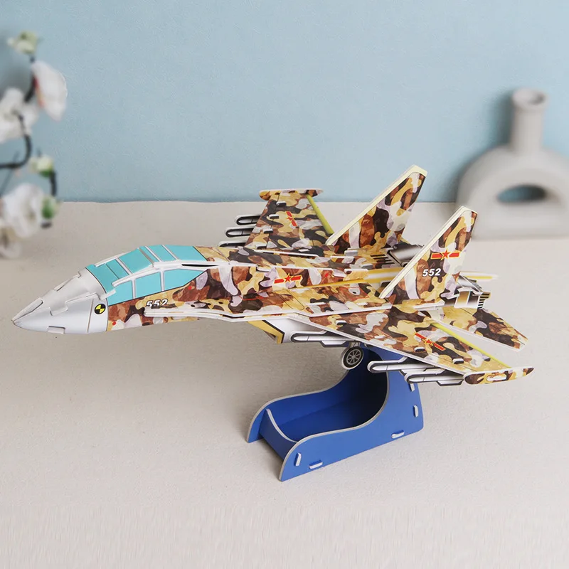 DIY Handmade Paper 3D Puzzle Airplane Model Kindergarten School Puzzle Children\'s Toys Toddler Toys for Christmas Gift