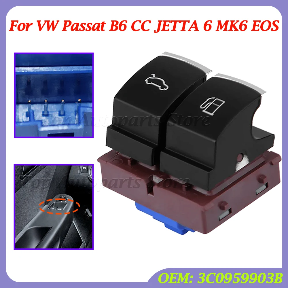 For VW Passat B6 CC JETTA 6 MK6 EOS 3C0 959 903 B Button Switch 35D959903 35D959903B Fuel Tank Rear Trunk Switch Chrome Button