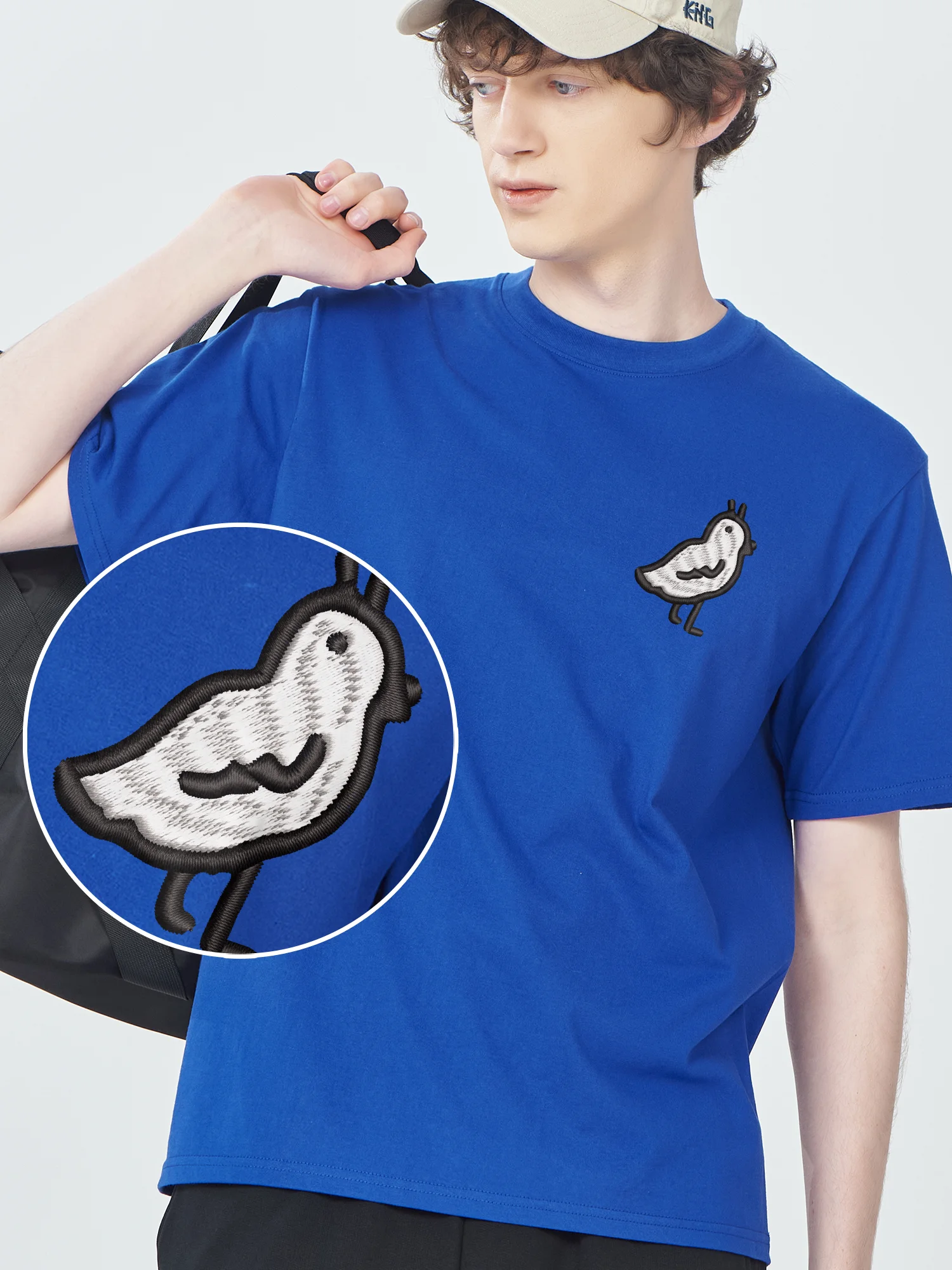 

Футболка с милой птицей и вышивкой, повседневная одежда из 100% хлопка для мужчин и женщин, удобная и дышащая с коротким рукавом