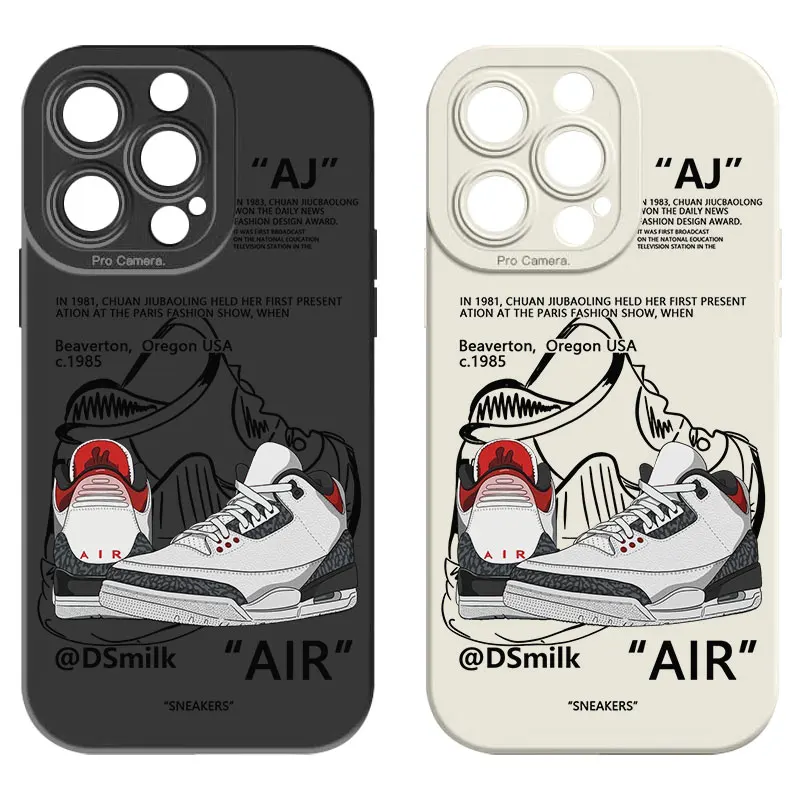 Sneaker Phone Case for iPhone 17 AIR 16 15 14 13 Pro 12 11 Pro Xs X XR Max Silicone Soft TPU Cases Laser Cover-S322P1