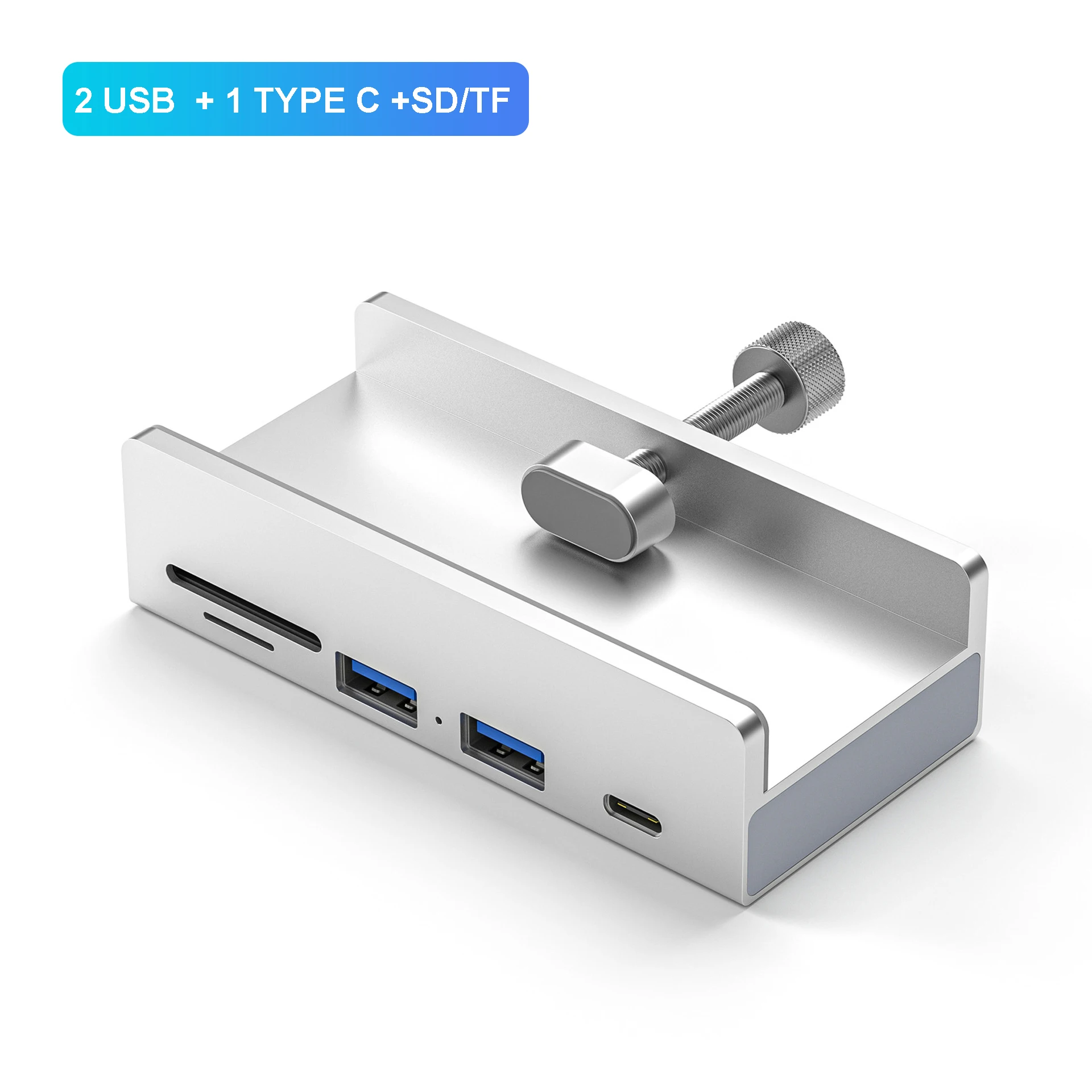 6-IN-1 Zwart Clip Dock 5Gbps USB 3.0 HUB Aluminium Externe Multi USB Splitter Adapter voor Laptop Desktop met TF-kaartsleuf