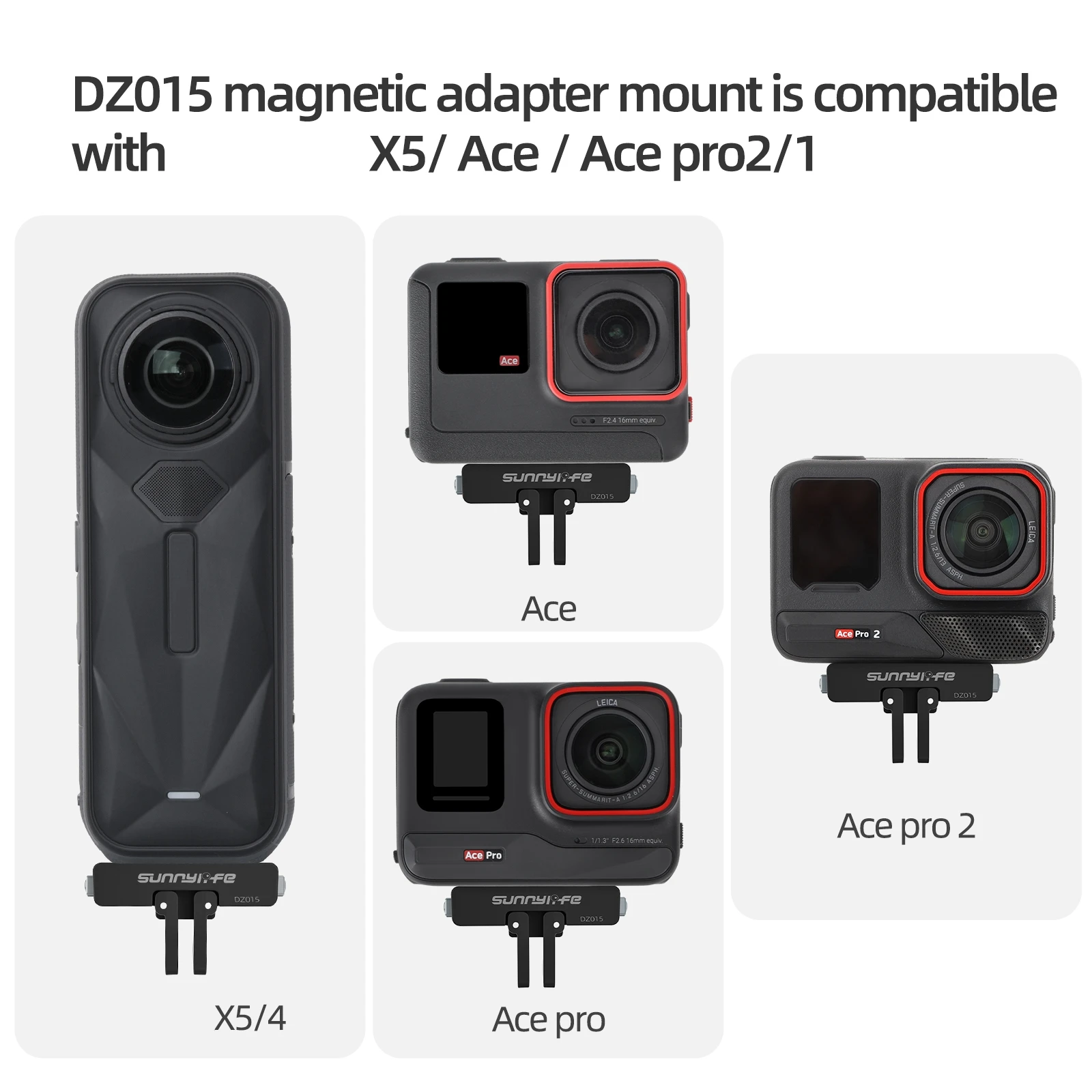 دعامة إطلاق النار لـ Insta360 X5/4، حامل توسيع تثبيت أفقي عمودي سريع الإصدار مع محول مغناطيسي