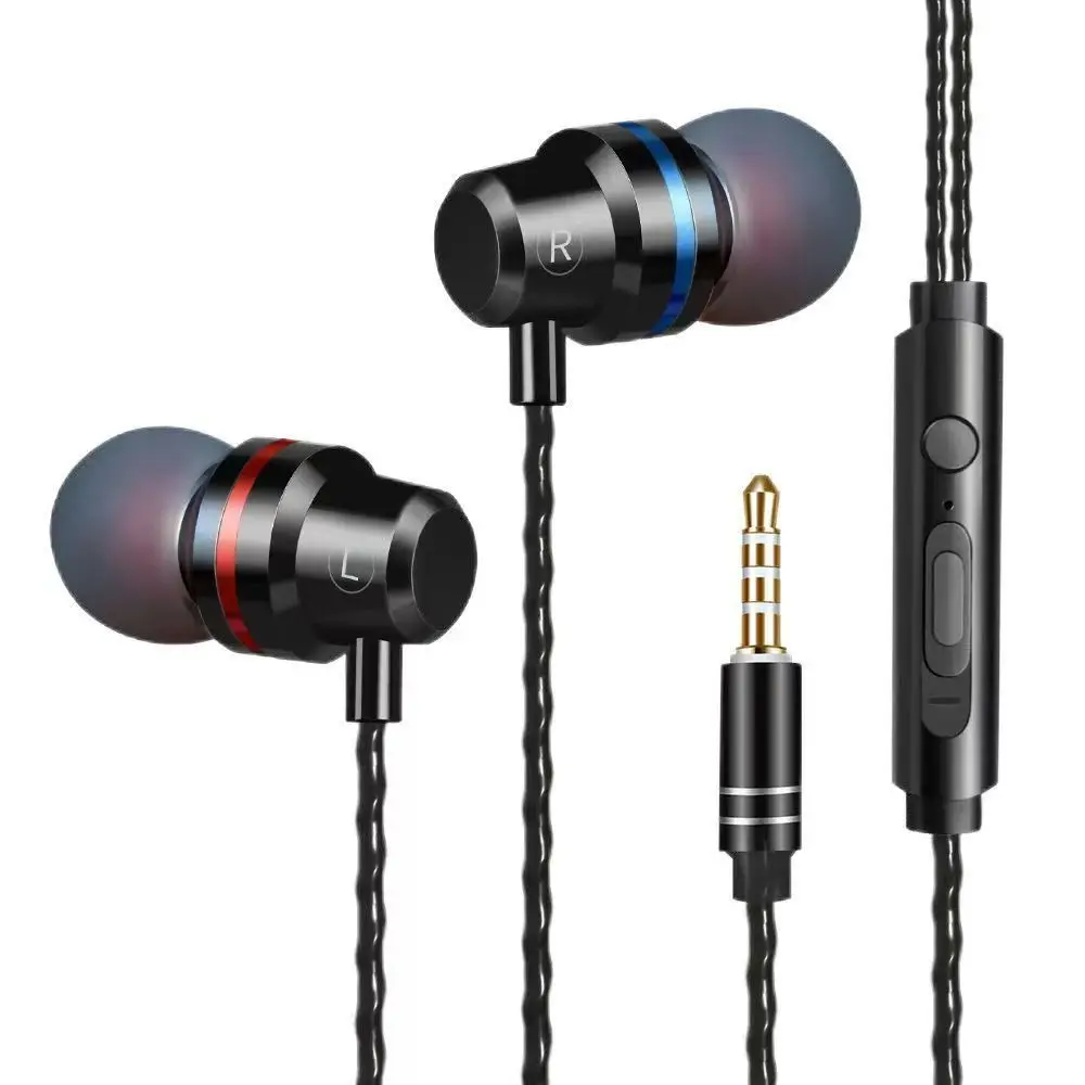 3.5mm słuchawki douszne zestaw słuchawkowy Super Bass HIFI słuchawki Stereo sportowy zestaw słuchawkowy przewodowy mikrofon słuchawki redukujące