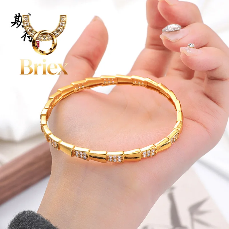 

Briex Jewelry Luxury 24K 9999 Pure Gold real gold Women's buckle spirit snake bracelet
