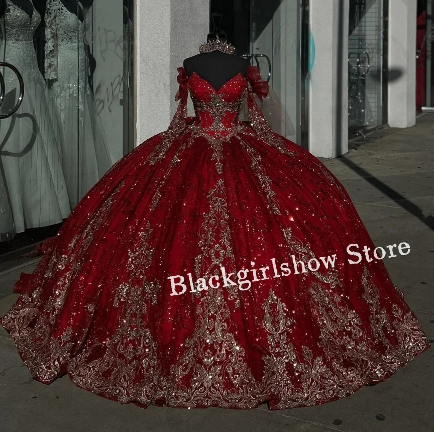 

Gorgeous Vestido de 15 quinceañera Red Lace Appliqué Beaded Mexico 16 Sweetheart Corset Poncho Customised платье на выпускной