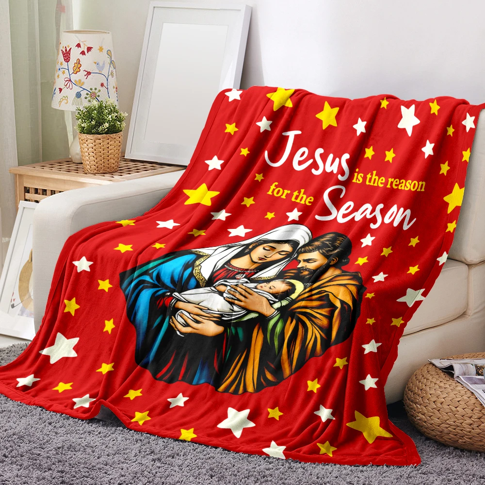 Christmas Blanket Nativity Christian Religious Decorations Jesus is The Reason for The Season  for Home Sofa Couch and Bed